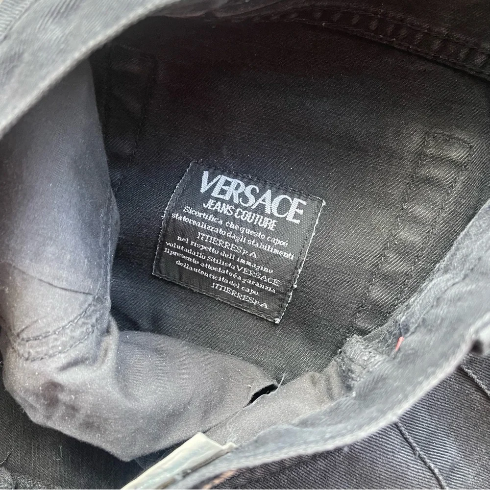Versace Y2K High Waist Charcoal Black Straight Leg Jeans - Picture 4 of 10